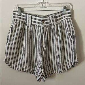 Madewell High Waist Black and White Striped Shorts